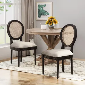 Wooden Dining Chairs with Cushions (Set of 2), Beige, Natural, and Black - NH242903 dining table set, 6-piece dining set