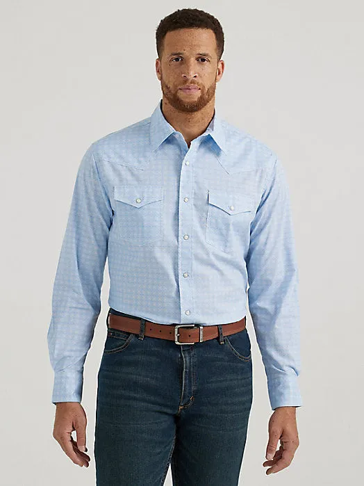 Wrangler Western Snap Shirt in Concentric Blue Wrangler Clothing