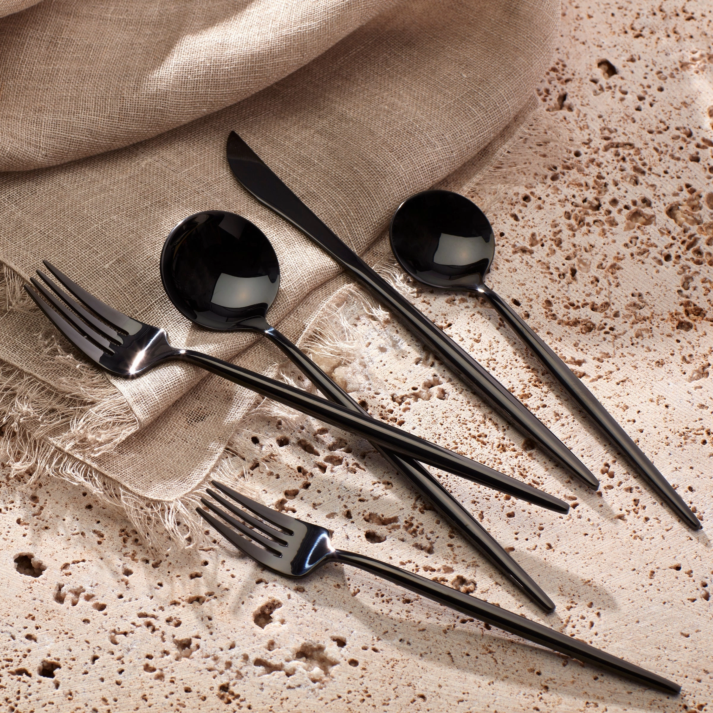 Zephyr Black Mirror 45 Piece Flatware Set