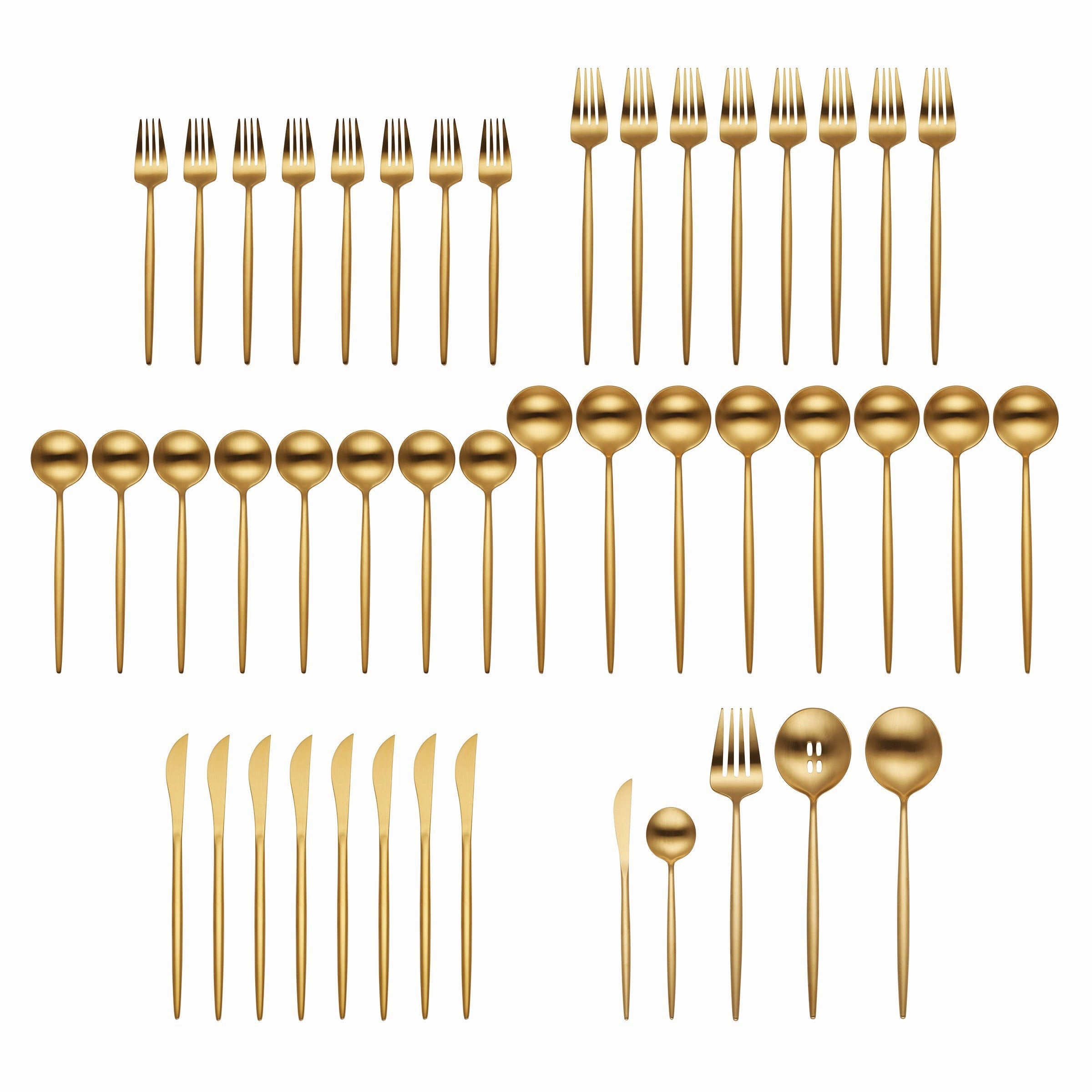 Zephyr Gold Satin 45 Piece Flatware Set