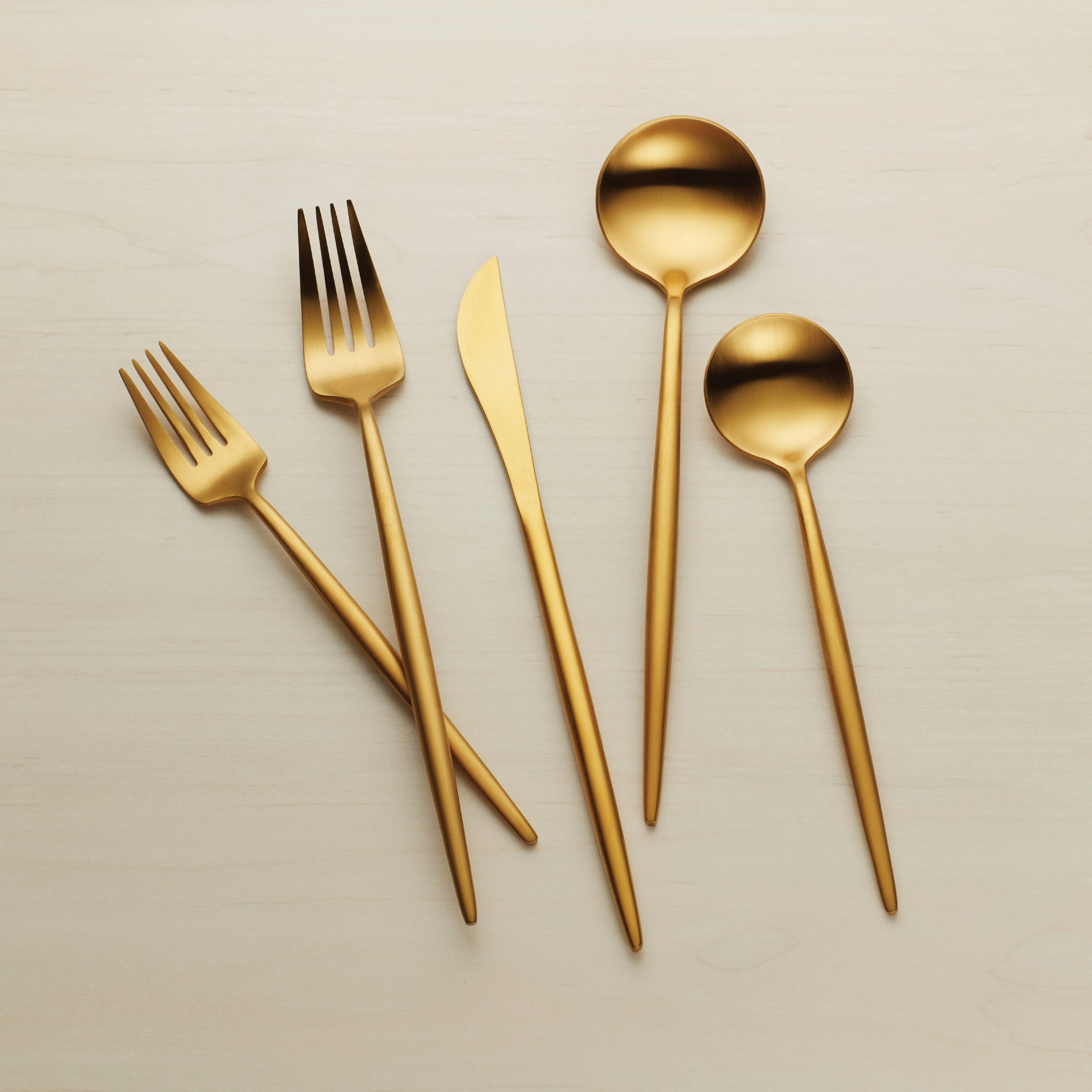 Zephyr Gold Satin 45 Piece Flatware Set