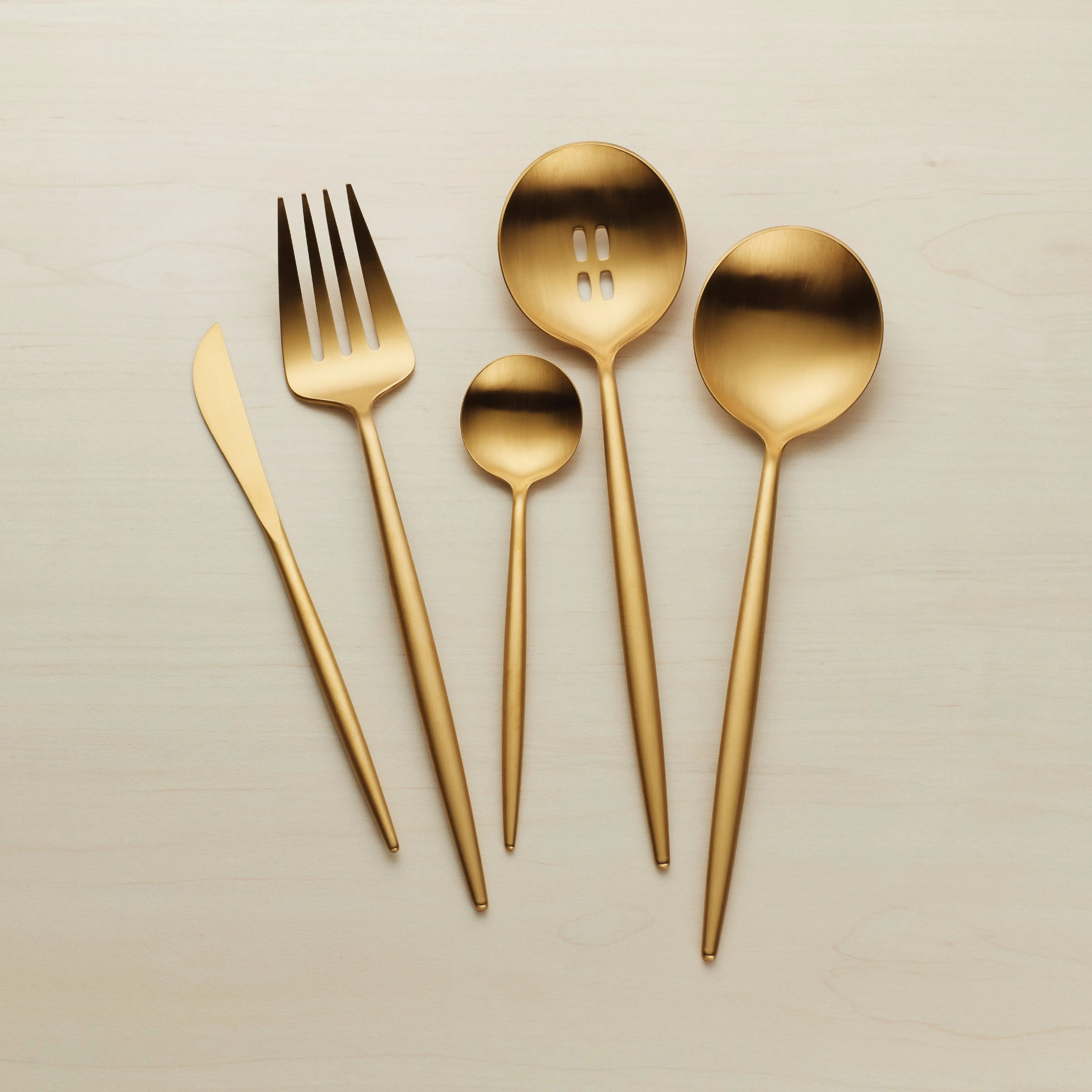 Zephyr Gold Satin 45 Piece Flatware Set